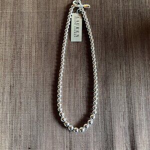 Lauren Ralph Lauren Silver Plated Beaded Toggle Necklace, 17"| Nickel-Free | NWT